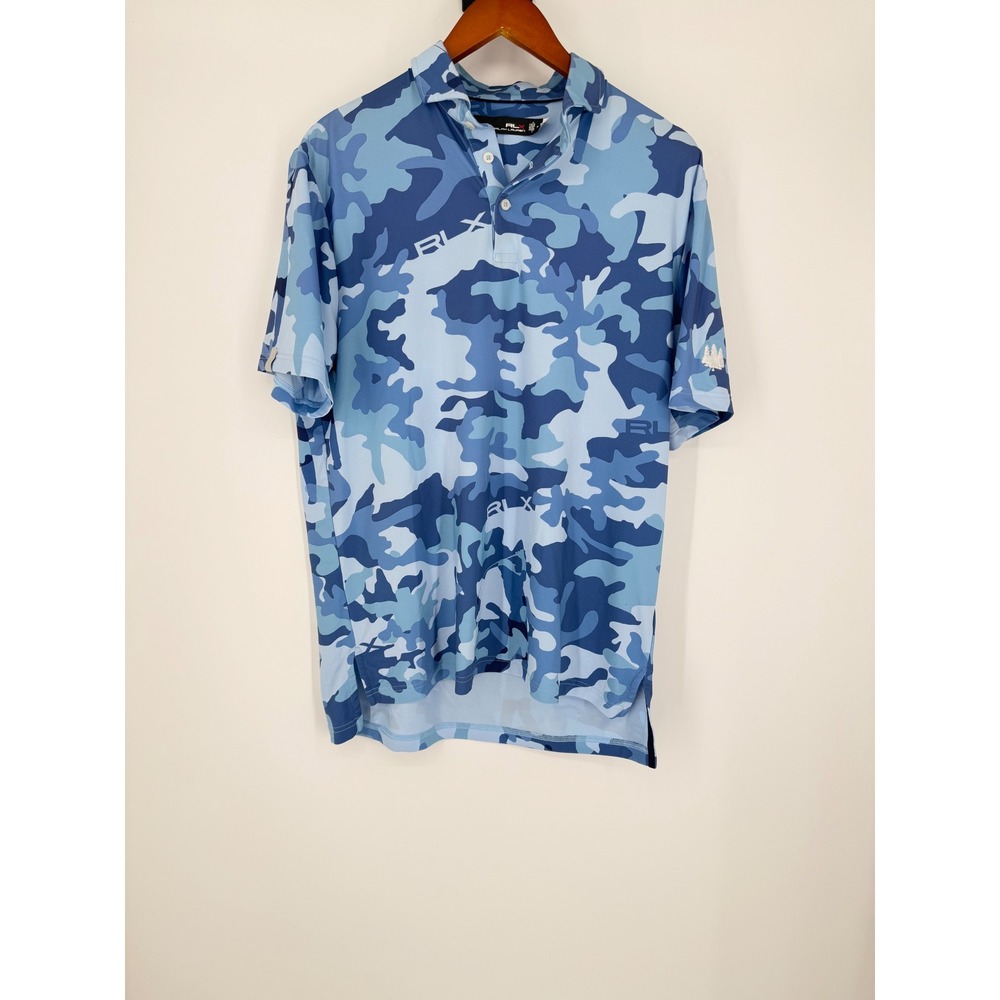 Ralph Lauren RLX Performance Golf Polo Camo Medium Activewear Golfer Athletic